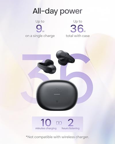 SHOKZ OpenDots Air Open-Ear Clip-On Bluetooth Earbuds, Black, Touch Control | Bluetooth 6.1, 36 hours. Battery, IP55, deep bass, clear calls, secure fit, work and sports - color: Black