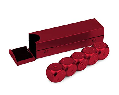 DS.DISTINCTIVE STYLE Aluminum Alloy Dice 5 Pieces 16mm Portable Metal Dices with Case 6 Sided Dice for Party Game - color: Red, style: Rectangle