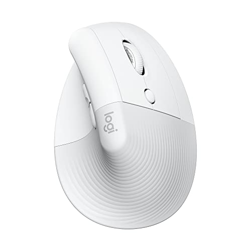 Logitech Lift Vertical Ergonomic Wireless Mouse - Off White | Connect via Bluetooth or included Logi Bolt USB-A receiver, quiet clicks, 4 of 6 buttons customizable, Windows Mac compatible - color: Off White, style: Right-Handed