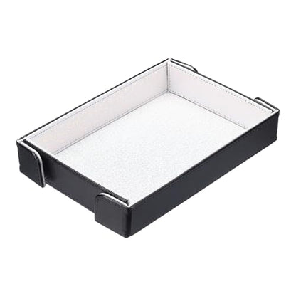 uxcell PU Leather Dice Tray, Rectangle Magnetic Folding Velvet Portable Folding Dice Rolling Tray for Table Games Keys Wallet Watch Coin, Glitter Silver White - color: Silver White