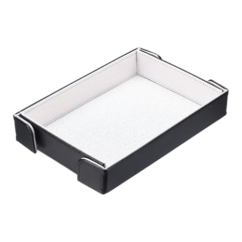 uxcell PU Leather Dice Tray, Rectangle Magnetic Folding Velvet Portable Folding Dice Rolling Tray for Table Games Keys Wallet Watch Coin, Glitter Silver White - color: Silver White