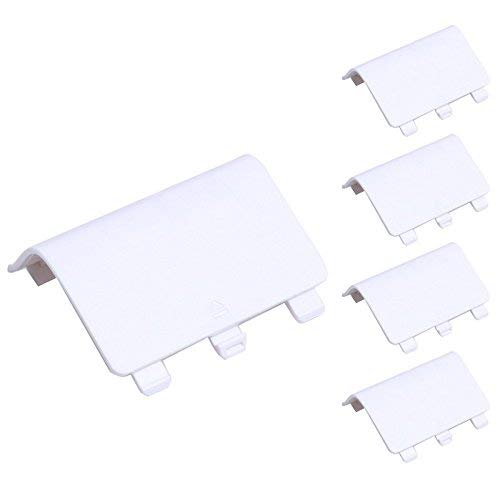 5 PCS Battery Cover Door Lid Shell Replacement Parts for Xbox One Wireless Controller (White)