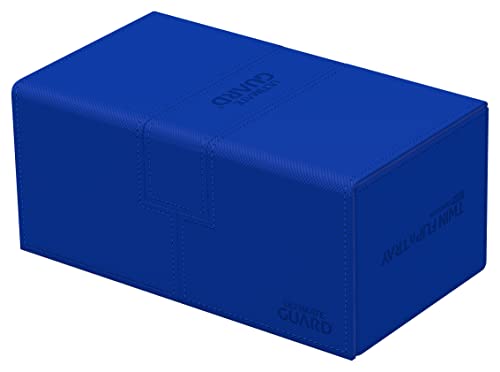 Ultimate Guard Twin Flip'n'Tray 200+, Deck Case for 200 Double-Sleeved TCG Cards + Dice Tray, Blue, Independent Magnetic Closure & Microfiber Inner Lining - color: Blue