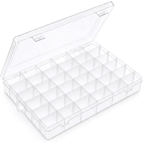 Bead Organizer Storage 36 Grid Jewelry Tackle Craft Box Adjustable Dividers - color: 1 Pack