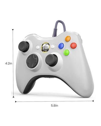 VOYEE PC Controller, Wired Controller Compatible with Microsoft Xbox 360 & Slim/PC Windows 10/8/7, with Upgraded Joystick, Double Shock | Enhanced (White) - color: White