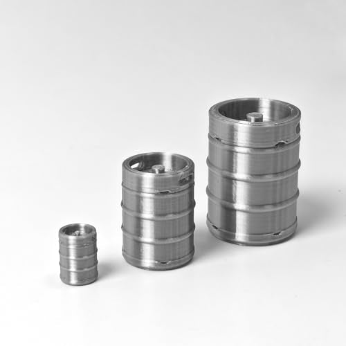 3D Printed Mini Barrel Set, 9-Piece Diorama Scenery Prop (1:48) | 9-piece gray industrial keg set, detailed 3D print. Miniature scenery prop, tabletop terrain & diorama craft accessory. - size: 1:48