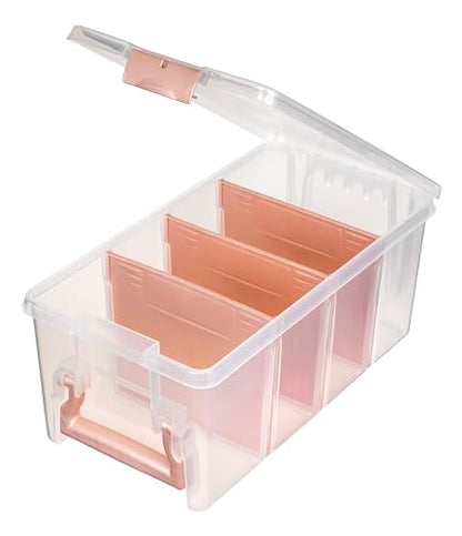 ArtBin Semi Satchel 휴대용 공예 정리함, 칸막이 3개 포함 - 미술 및 공예 용품을 위한 투명 플라스틱 보관 케이스 (4팩) - color: 로즈 골드., size: Pack of 4