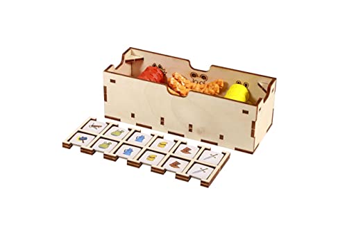 The Broken Token Game Organizer Compatible with Root - Wooden Game Organizing Box with Multiple Trays