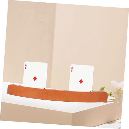 Card Holder for Desk Wood Card Rack Poker Stand Display Storage Stylish Wooden Finish