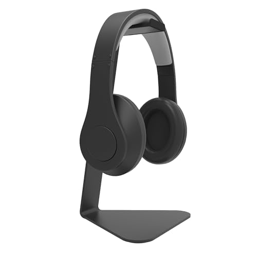 Kanto H1 Universal Headphone Stand - Black - Solid Steel Construction - Curved Silicone Resting Surface - color: Black, style: H1 Universal