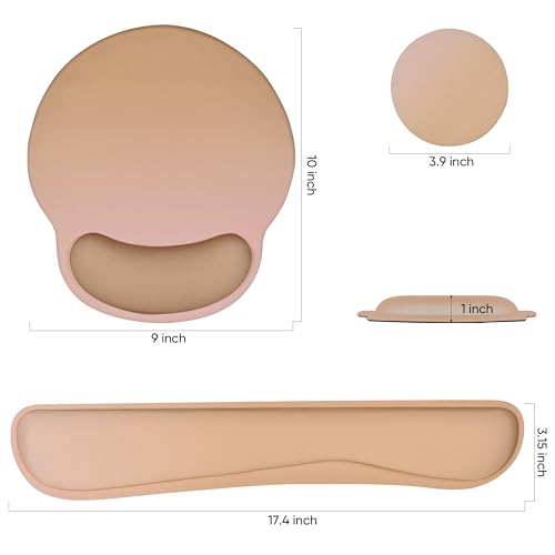 3 PCS Computer Mouse Pads for Desk with Coaster Set, Non-Slip Keyboard Wrist Rest and Mouse Pad Set, Ergonomic Design (Gradient Brown) - color: Gradient Brown