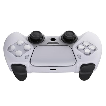 PlayVital Transparent Clear White Pure Series Anti-Slip Silicone Cover Skin for ps5 Controller, Soft Rubber Case for ps5 Wireless Controller with Clear White Thumb Grip Caps - color: Transparent Clear White
