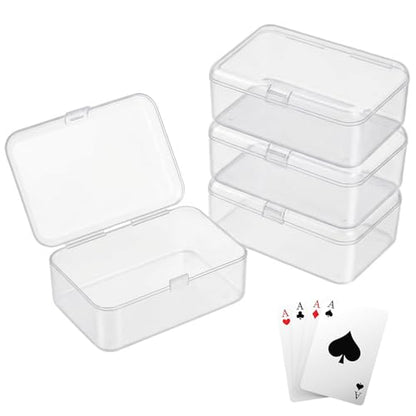 4 Pack Clear Plastic Card Deck Box Playing Card Storage Cases Blank Deck Boxes, Standard Size Holders for Game Cards Trading Cards and Small Accessories Home Organization