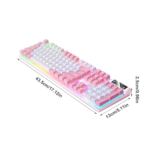 Mechanical Keyboard 104 Keys Full Size Standard Layout USB Wired PC Game | Mechanical Feel Game Keyboard Anti-Ghosting, N-Key Rollover, Full Size, RGB Backlit, Ergonomic, Spill-Resistant, for PC D - color: 1