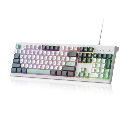 MageGee Creamy Keyboards,K2 Classic Keyboard Wired RGB Backlit 104 Keys Waterproof Ergonomic Keyboard,PC Keyboards for PC/loptop/MAC-Geeen - color: Green