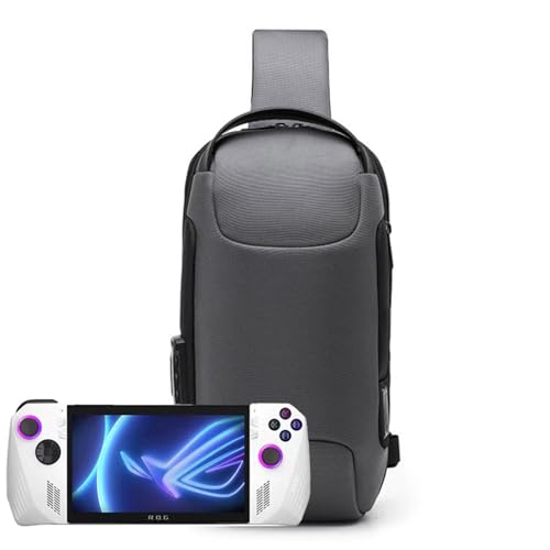 Portable Storage Bag Carry Case for ROG Ally/Steam Deck/Switch Handheld Game Console Daily Travel Crossbody/Shoulder Protective Bag with Anti-Theft Lock,USB Charging Port (Dark Gray) - color: Dark Gray