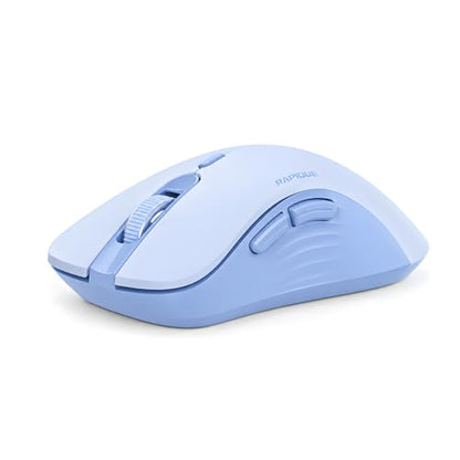 RAPIQUE Bluetooth Wireless Mouse, Dual Bluetooth & 2.4G USB Receiver, Quiet Clicks, Right-Hand Ergonomic 6 Button Mouse, Adjustable DPI, AA Battery, for Laptop, PC, Mac, Tablet - Light Blue - color: Light Blue