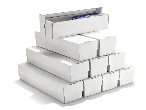 Bulk Card Storage Box with Lid,White Corrugated Cardboard Card Storage Box | Removable Lid, Horizontal, 10 Pack, For Standard Cards, 1200 Large Capacity,Stackable,For Card Collectors, For Sport Cards - size: 10-Pack for Detachable Cover