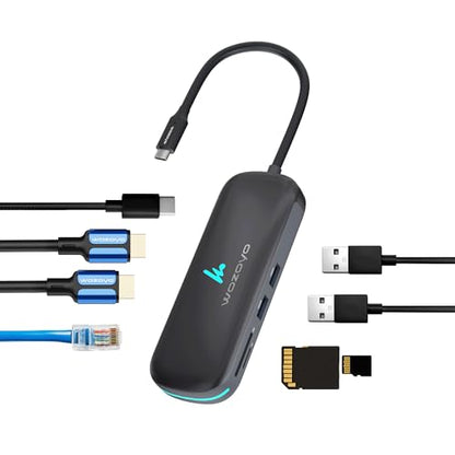 Type C 8 in 1 Wozoyo Docking Station with Dual USB 5Gbps, Dual 4K HDMI, Gigabit Ethernet, SD & TF Card Reader, PD 100W, USB-C Hub, Compatible with Thunderbolt 4, macOS, Windows, Android & iOS - style: 8-in-1