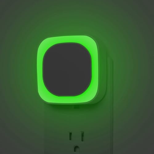 Plug in Green Night Light, Dusk to Dawn Sensor, Dimmable, 2 Pack | Eye-Care Indirected Light, Flat LED Nighlight Plug into Wall for Bathroom, Toilet, Adults, Home Bar, Game Room, Home Decor - color: Green