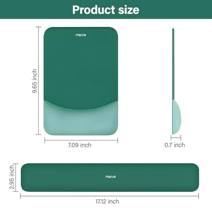 MOSISO Wrist Rest Support Mouse Pad & Keyboard Set, Peacock Green | Rectangular Ergonomic Mousepad, Non-Slip Base, Home/Office Pain Relief & Easy Typing, Neoprene Cloth & Raised Silicone Lining - color: Peacock Green