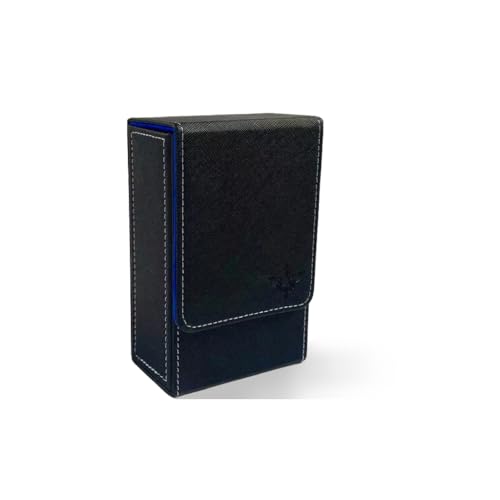 Black Tarot Card Holder with Blue Interior; Fold Top Tarot Card Box Case with Magnetic Lid Closure; Fits Standard Tarot Card Deck - color: blue