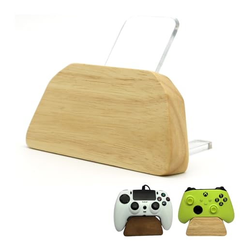 Solid Wood Gamepad Stand, Controller Holder for PS4 PS5 Xbox | This holder tidies gaming desk, fits most controllers, nice decor, ideal gift for father, son & boyfriend - color: transparent