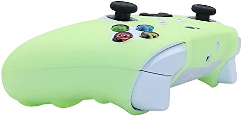 Glow in The Dark Silicone Cover Skin for Xbox Series X Controller, Anti-Slip Soft Rubber Case Protector for Xbox Series S Controller with 6 Thumb Grip Caps Glow in The Dark. - color: Glow Green