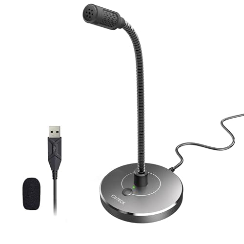 CMTECK USB Computer Microphone, Studio-Quality，Plug & Play for PC,Laptop | Built-in pop filter and metal base. 360° adjustable neck, mute button. Great for podcasting, gaming, YouTube (Windows/macOS) - color: Gray
