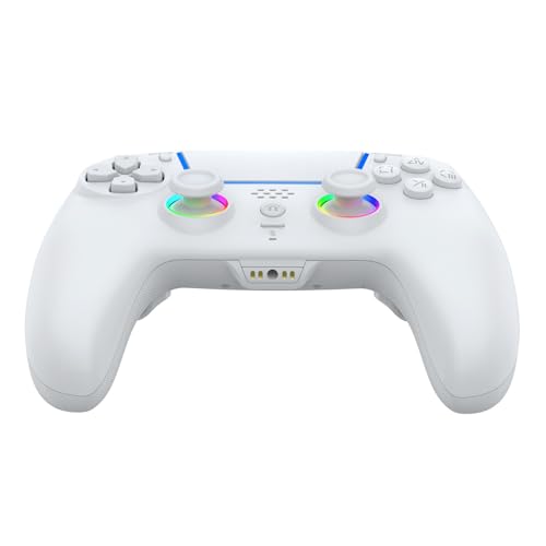Wireless Anti-Stick Drift Controller for PS5/PC - Features, Turbo, 6-Axis Gyro, Dual Vibration, Macro Back Buttons, Touchpad, Bluetooth 5.0, 3.5mm Audio Jack & Built-in Microphone (WHITE1) - color: WHITE1