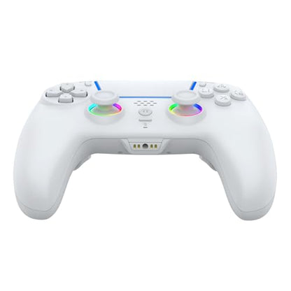 Wireless Anti-Stick Drift Controller for PS5/PC - Features, Turbo, 6-Axis Gyro, Dual Vibration, Macro Back Buttons, Touchpad, Bluetooth 5.0, 3.5mm Audio Jack & Built-in Microphone (WHITE1) - color: WHITE1