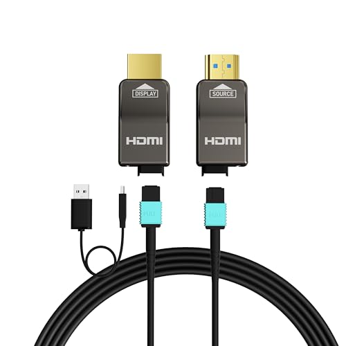 8K Detachable Full Fiber Optic Armored HDMI 2.1 Cable, 48Gbps, 15FT | Full Fiber Optic Design Reduces EMI vs Copper Cables; Replace the Module Without Replacing the Entire In-Wall Cable - size: 15FT