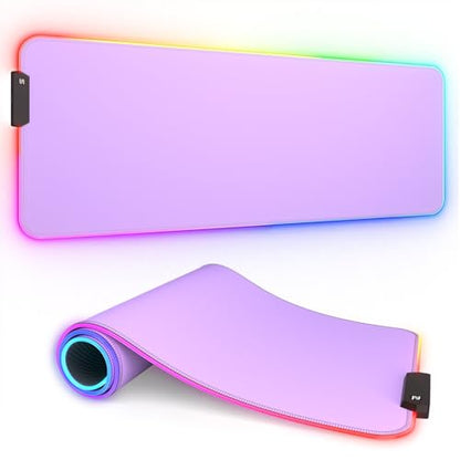 ITNRSIIET RGB Gaming Mouse Pad, Full Desk XL Extended Large Gaming Mousepad, 12 Lighting Modes 30% Thicker Big LED Desk Mat for Gamers, 32 x 12 inches, Purple - color: Purple