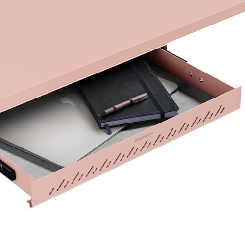 Desktronic Under Desk Drawer — Hidden Under-Desk Storage Organizer, Easy Install, Large Capacity Metal Sliding Drawer for Home Office, Standing Desk & Workstation (Pink) - color: Pink