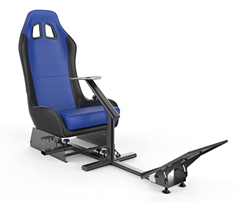 Sim Racing Cockpit with Seat | Compatible with G29 G920 G923 T248X T248 T300RS TX F458 T500RS| Easy to Install Racing Wheel Stand for PS5, Xbox, PC Gaming (Black/Blue) - color: Black/Blue