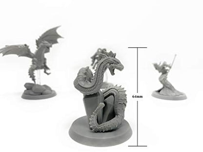 Citadel Black Colossal Onslaught Miniatures Set - 4 Pack - Large 50mm Base, D&D BBEG Unpainted Minis, Includes Dragon, Lich, Beholder, Basilisk