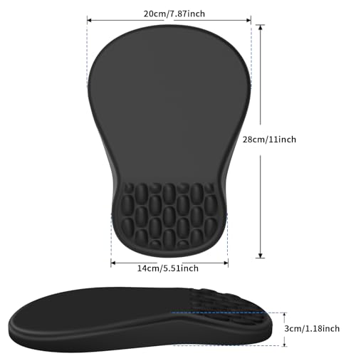 YIWEI Ergonomic Mouse Pad with Wrist Rest for Carpal Tunnel Pain Relief | Memory Foam Wrist Support,Non-Slip Rubber Base, Keyboard Computer Mousepad,Lycra Cloth Surface,Gaming Home Office,Black - color: Black