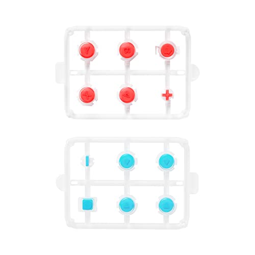 eXtremeRate Replacement Two-Tone Jelly Buttons for JoyCon, Blue Red & Clear w/Symbols Custom Controller ABXY Direction Home Capture + - Keys, DIY Action Face Buttons for Nintendo Switch & Switch OLED - color: Left Blue & Right Red & Clear