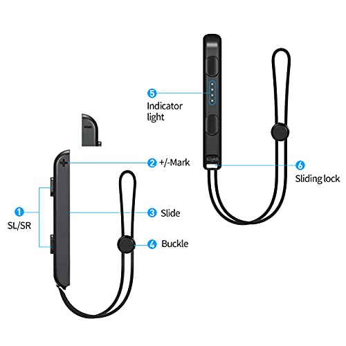 MOSAHOLL Wrist Strap for Switch Controller – 2 Pack Lanyard Replacement Parts Accessories for Joycon Controller - color: Black