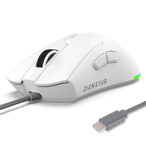 HXMJ Wired USB C Gaming Mice,7200DPI,Ergonomic Mouse with RGB Backlit for Apple MacBook,Computer or Laptops with Type C Port-White - color: White