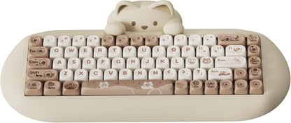 YUNZII C68 Wireless Mechanical Keyboard,65% Layout,Hot Swap,Triple Mode BT5.0/2.4G/Wired, RGB Backlit NKRO,Cute Cat Silicone Ergonomic Design for Win/Mac (Brown, Milk Switch) | Wireless Triple Mode BT5.0/2.4G/Wired, RGB Backlit NKRO, Cute Cat Silicone Erg
