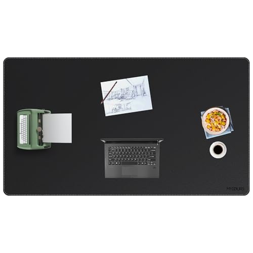 Mydours Giant 63" x 36" Desk Pad, PU Leather Surface for Extra Large Coverage, Professional Office Mat, Large Mouse Pad for Desk for Writing, Workspace, Home and Office (Black) - color: Black, size: 63" x 35.4"
