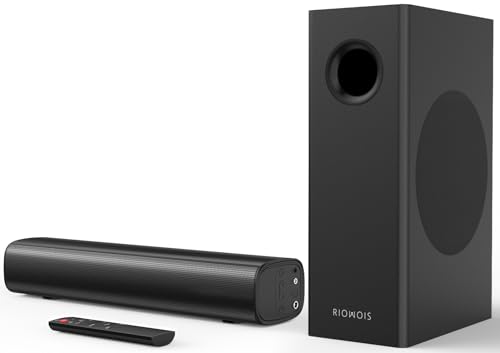 Sound Bars for Smart TV with Wired Subwoofer, 2.1 Deep Bass Small Soundbar Home Theater Surround System Speaker with 4 Inch Subwoofer, Bluetooth/Optical/AUX Connection, Compact Soundbar for TV | 2.1 Deep Bass, 4" Wired Subwoofer, Bluetooth /Optical/Auxili