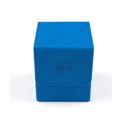 Showcase Deck Box with Display Window for Trading Card Games, Holds 100+ Double-Sleeved Cards, PU Leather, Magnetic Closure, Case for Magic MTG, Commander, Lorcana, TCG, CCG Blue - color: Blue