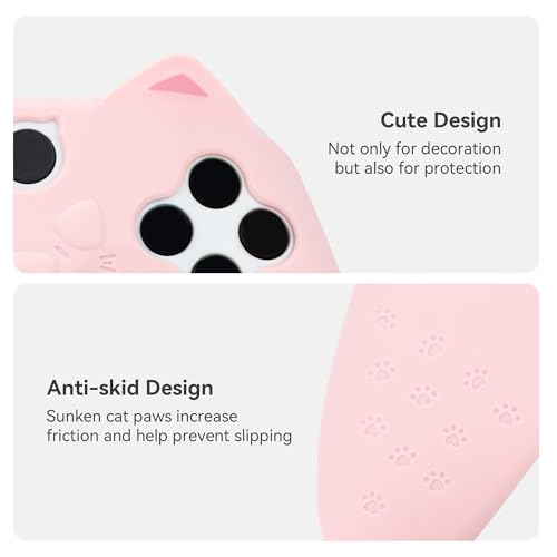 GeekShare Cat Paw Controller Skin Grips Set Anti-Slip Silicone Protective Cover Skin Case Compatible with Xbox Series X Controller with 2 Thumb Grip Caps and 1 Sticker (Pink) - color: Pink