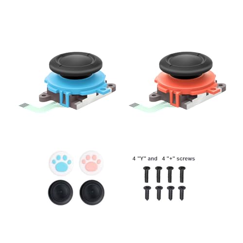 for Joycon Joystick Replacement 2 Pack for Switch 2, Replacement Joy-Stick Thumb Stick for Switch 2 for Joycon 2 (L)/(R) Blue/Red, Left/Right Joystick with Thumbstick Caps & Screws (Blue/Red 2Pack) - color: Blue/Red 2Pack