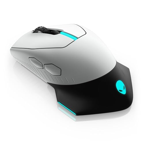 Alienware Wireless Gaming Mouse AW610M, 16000 DPI, 7 Buttons | USB Wired, Optical Sensor, Auto-Calibration, 16.8M AlienFX Lighting, 350-Hour Battery, 400 IPS, Lunar Light - color: AW610M - Lunar light