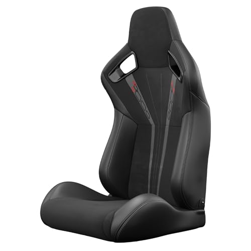 2 Pcs Adjustable Universal Racing Seats with Double Sliders, Reclinable Bucket Seats Suede, 1 Pair of Sport Seats for Vehicles (Black-T) - color: Black-T