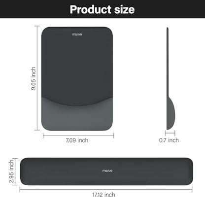 MOSISO Wrist Rest Support Mouse Pad & Keyboard Set, Slate Gray | Rectangular Ergonomic Mousepad, Non-Slip Base, Home/Office Pain Relief & Easy Typing, Neoprene Cloth & Raised Silicone Lining - color: Slate Gray