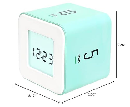 mooas Multi Cube Timer Clock (Mint) Rotating Flip Gravity Sensor Time Management Digital LED Clock & Timer 1, 3, 5, 10 min Setting ADHD Desk Office Productivity Kids Workout Kitchen - color: Mint
